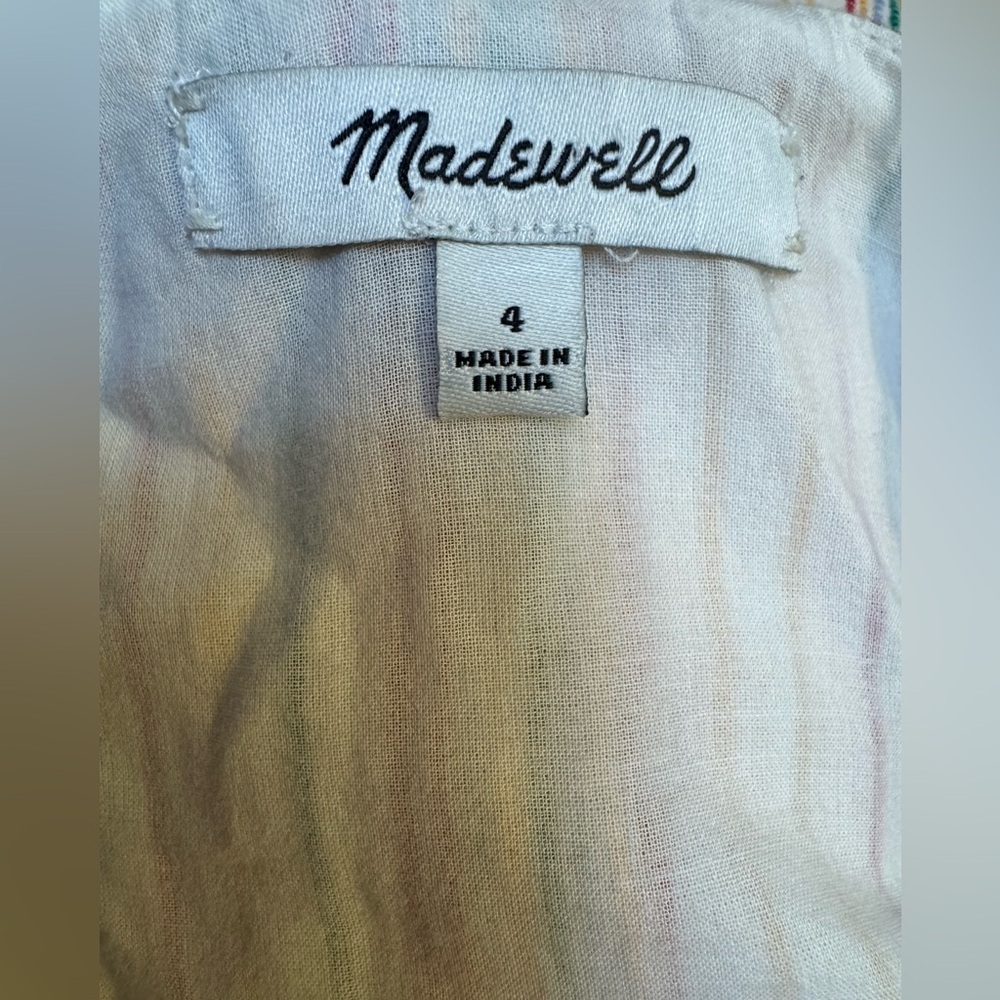 Madewell Striped Tiered Midi Dress - Rainbow Stripe 100% Cotton - Picture 3 of 5